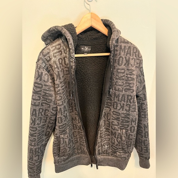 Marc Ecko - Men’s Medium - Fuzzy Black & Grey Hoodie - - Picture 16 of 16